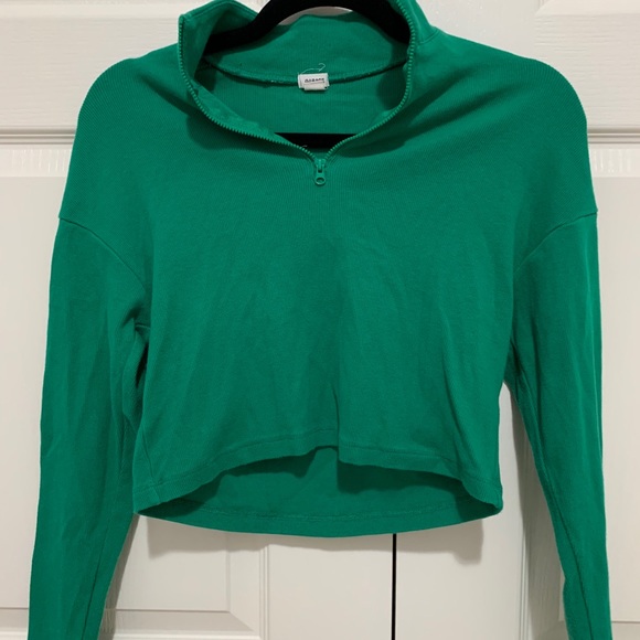 2 for 20 💖 Women’s Green Quarter Zip Crop Top - Picture 1 of 3